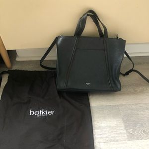 Botkier trinity leather satchel, navy and black